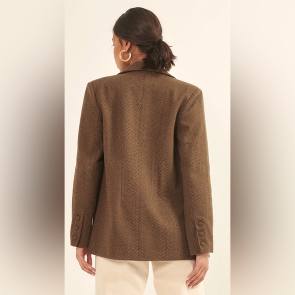 Brown Herringbone blazer in a tweed vintage inspired style dark academia jacket - Picture 3 of 15